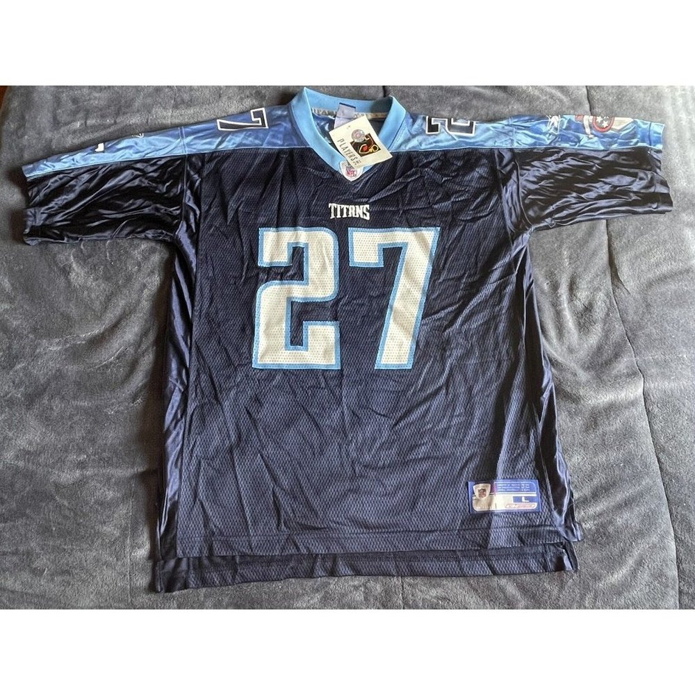 EDDIE GEORGE Tennessee TITANS Football REEBOK Replica LARGE Jersey NEW Blue NFL